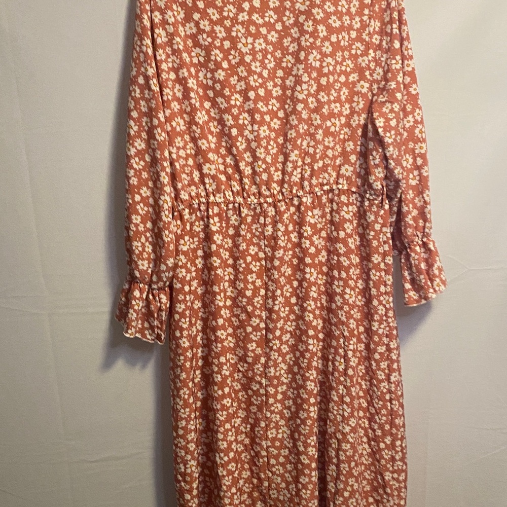 SHEIN Rust Floral Long Sleeve Dress - Picture 4 of 5